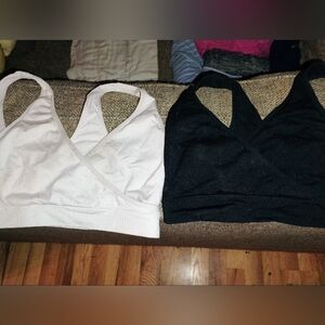 Women's V-Neck Nursing Bralette - Black and White